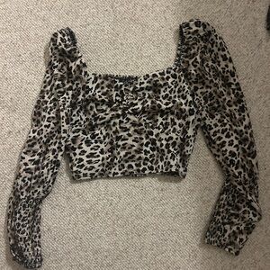 Leopard Print Long Sleeve Women's Top